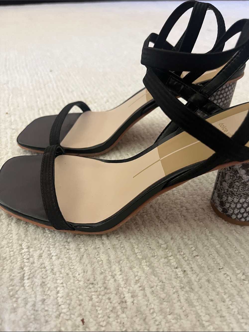 Dolce Vita Black Strappy Square-Toe Heels - Picture 2 of 9